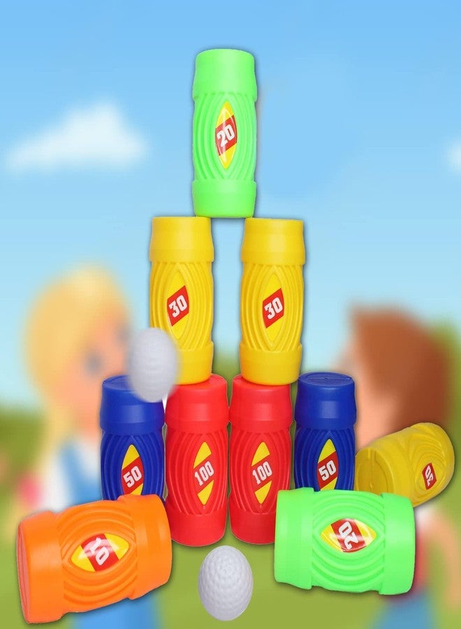 غلان مجموعة ألعاب بولينج GLAN Hit and Earn Target للأطفال، تتضمن 10 علب زجاجات وكرتين، لعبة مسلية داخلية وخارجية، متعددة الألوان، عبوة واحدة (مجموعة بولينج صغيرة). - Image 1